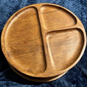Vintage Set of 4 Teak Wood Divided Serving Dishes MCM Made In Thailand